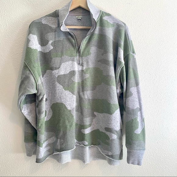 aerie Tops - Aerie Boyfriend Quarter Zip Camo Sweatshirt